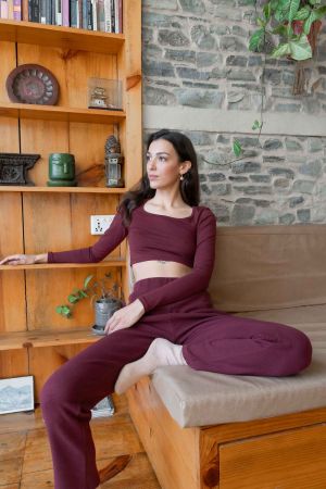 Crop-top manches longues Joya Burgundy