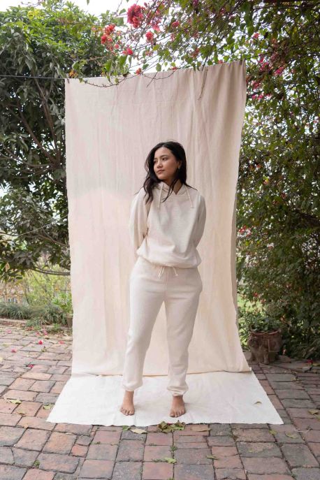 Pantalon jogging Alya Ivoire Côtelé
