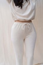 Pantalon jogging Alya Ivoire Côtelé