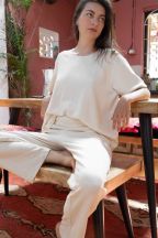 Pantalon AYAMA IVOIRE CÔTELÉ