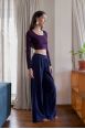 Crop-top manches longues Joya Aubergine