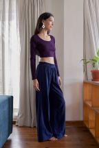 Crop-top manches longues Joya Aubergine