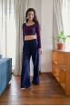 Crop-top manches longues Joya Aubergine