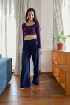 Crop-top manches longues Joya Aubergine