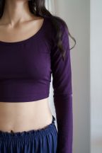 Crop-top manches longues Joya Aubergine