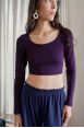 Crop-top manches longues Joya Aubergine