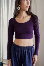 Crop-top manches longues Joya Aubergine