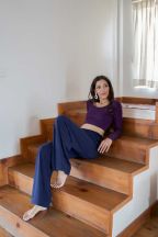 Crop-top manches longues Joya Aubergine