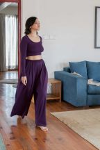Crop-top manches longues Joya Aubergine