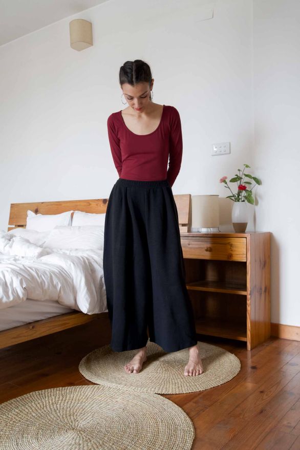 Pantalon Booh 7/8 Noir côtelé