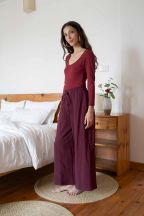 Pantalon jogging large Charlotte Burgundy Côtelé