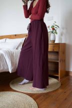 Pantalon jogging large Charlotte Burgundy Côtelé