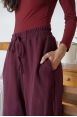 Pantalon jogging large Charlotte Burgundy Côtelé