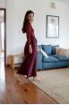 Pantalon jogging large Charlotte Burgundy Côtelé