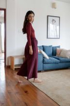 Pantalon jogging large Charlotte Burgundy Côtelé