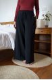 Pantalon jogging large Charlotte Noir Côtelé
