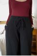 Pantalon jogging large Charlotte Noir Côtelé