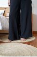 Pantalon jogging large Charlotte Noir Côtelé