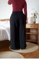Pantalon jogging large Charlotte Noir Côtelé