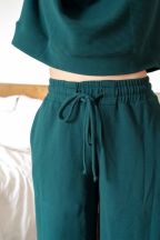 Pantalon jogging large Charlotte Emerald Côtelé