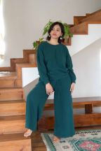 Pantalon jogging large Charlotte Emerald Côtelé