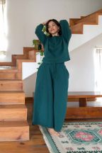 Pantalon jogging large Charlotte Emerald Côtelé