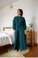 Pantalon jogging large Charlotte Emerald Côtelé
