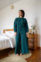 Pantalon jogging large Charlotte Emerald Côtelé