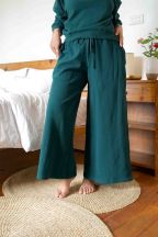 Pantalon jogging large Charlotte Emerald Côtelé