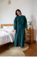 Pantalon jogging large Charlotte Emerald Côtelé