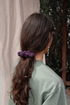Chouchou élastique coton bio upcyclé Muùne Aubergine